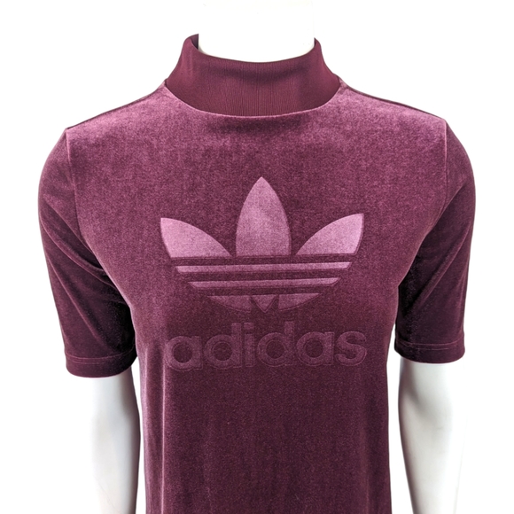Adidas Originals Velvet Vibes Short Dress NEW Womens XS Purple Active Stretch - Picture 3 of 12